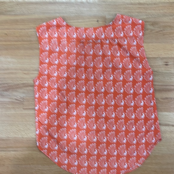OAT + FAWN Peacock Print Sleeveless 3/4 Button Front - M (orange & white) - Picture 4 of 6
